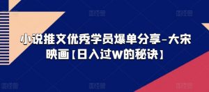 小说推文优秀学员爆单分享-大宋映画【日入过W的秘诀】-淘金日记