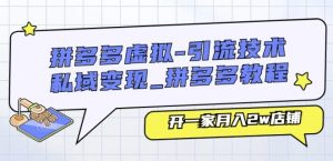 拼多多虚拟-引流技术与私域变现_拼多多教程:开一家月入2w店铺-淘金日记