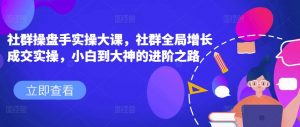 社群操盘手实操大课，社群全局增长成交实操，小白到大神的进阶之路-淘金日记