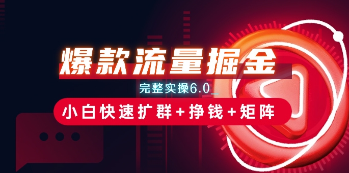 爆款流量掘金_完整实操6.0_小白快速扩群+挣钱+矩阵思路【揭秘】-淘金日记