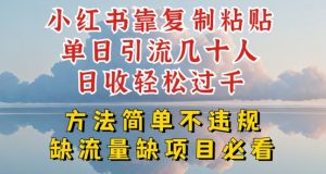 小红书靠复制粘贴单日引流几十人目收轻松过千,方法简单不违规【揭秘】-淘金日记