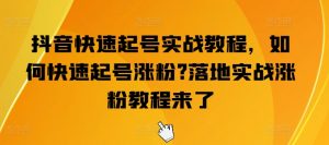 抖音快速起号实战教程，如何快速起号涨粉?落地实战涨粉教程来了-淘金日记