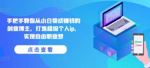 手把手教你从小白变成赚钱的创业博主,打造超级个人ip,实现自由职业梦-淘金日记