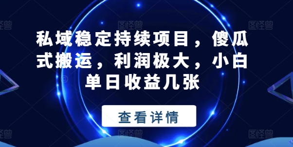 私域稳定持续项目，傻瓜式搬运，利润极大，小白单日收益几张【揭秘】-淘金日记