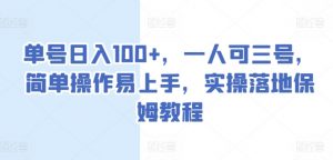 单号日入100+，一人可三号，简单操作易上手，实操落地保姆教程【揭秘】-淘金日记
