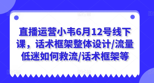 直播运营小韦6月12号线下课，话术框架整体设计/流量低迷如何救流/话术框架等-淘金日记