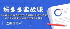 拼多多实战课:万人团玩法/截流自然流/最新强付费打法/最新原价卡大促..-淘金日记