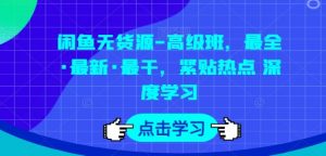 闲鱼无货源-高级班,最全·最新·最干,紧贴热点 深度学习-淘金日记