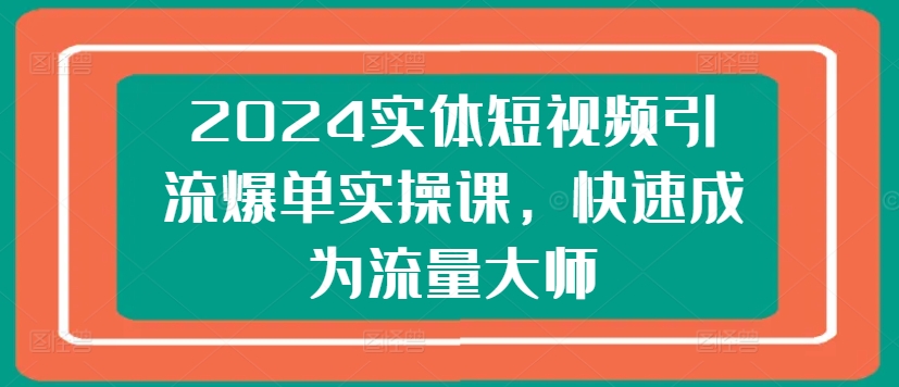 2024实体短视频引流爆单实操课，快速成为流量大师-淘金日记