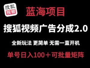 搜狐视频2.0 全新玩法成本更低 操作更简单 无需电脑挂机 云端自动挂机单号日入100+可矩阵【揭秘】-淘金日记