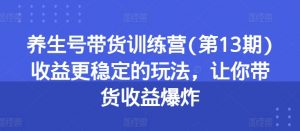 养生号带货训练营(第13期)收益更稳定的玩法,让你带货收益爆炸-淘金日记