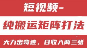 短视频分成计划,纯搬运矩阵打法,大力出奇迹,小白无脑上手,日收入两三张【揭秘】-淘金日记