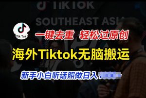 海外Tiktok短视频无脑搬运，一键去重轻松过原创，新手小白听话照做日入几张【揭秘】-淘金日记
