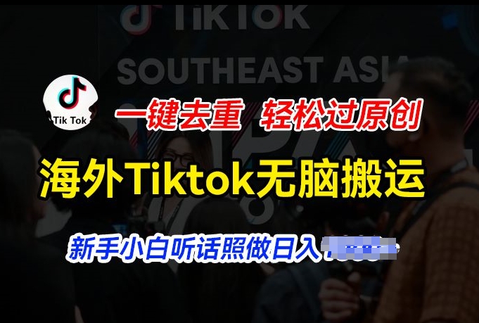 海外Tiktok短视频无脑搬运，一键去重轻松过原创，新手小白听话照做日入几张【揭秘】-淘金日记