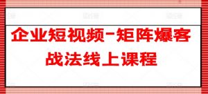 企业短视频-矩阵爆客战法线上课程-淘金日记