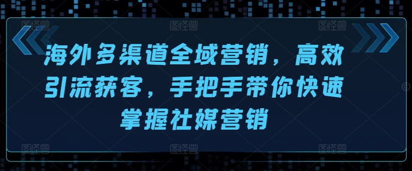 海外多渠道全域营销，高效引流获客，手把手带你快速掌握社媒营销-淘金日记