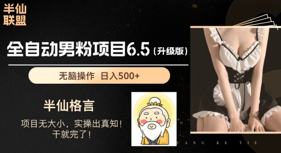 男粉项目6.5升级版,全自动男粉项目,日收入1K+【揭秘】-淘金日记