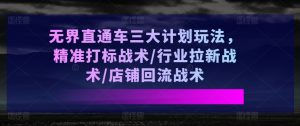 无界直通车三大计划玩法,精准打标战术/行业拉新战术/店铺回流战术-淘金日记