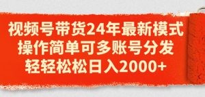 视频号带货24年最新模式,操作简单可多账号分发,轻轻松松日入2k【揭秘】-淘金日记