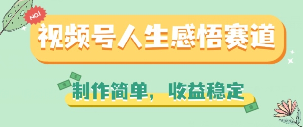 视频号人生感悟赛道,制作简单,收益稳定【揭秘】-淘金日记