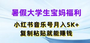 暑假大学生宝妈福利，小红书音乐号月入5000+，复制粘贴就能赚钱【揭秘】-淘金日记