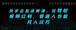 快手总监亲授课：玩转短视频红利，普通人也能月入过万-淘金日记