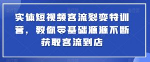 实体短视频客流裂变特训营,教你零基础源源不断获取客流到店-淘金日记