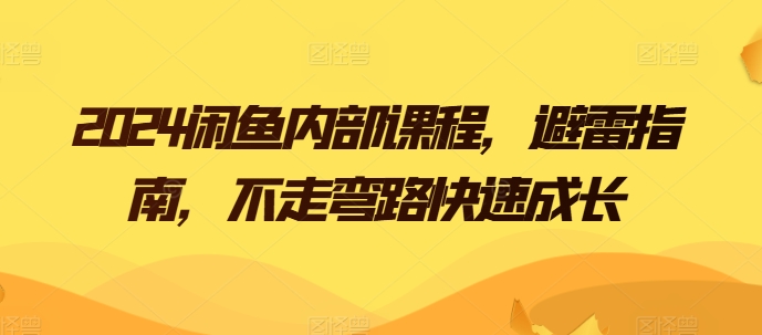 2024闲鱼内部课程,避雷指南,不走弯路快速成长-淘金日记