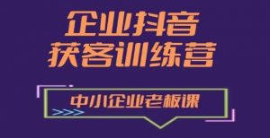 企业抖音营销获客增长训练营,中小企业老板必修课-淘金日记