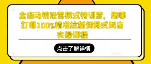 全店动销经营模式特训营,指哪打哪100%精准拉新保姆式起店实操课程-淘金日记