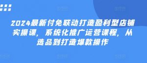 2024最新付免联动打造盈利型店铺实操课，​系统化推广运营课程，从选品到打造爆款操作-淘金日记