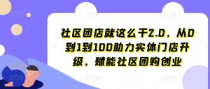 社区团店就这么干2.0,从0到1到100助力实体门店升级,赋能社区团购创业-淘金日记