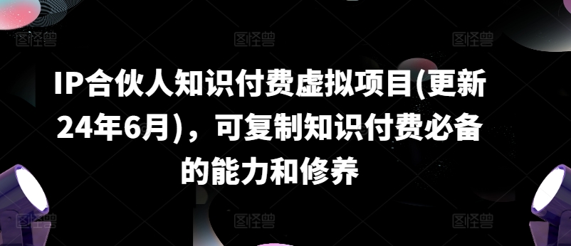 IP合伙人知识付费虚拟项目(更新24年6月),可复制知识付费必备的能力和修养-淘金日记