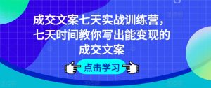 成交文案七天实战训练营，七天时间教你写出能变现的成交文案-淘金日记