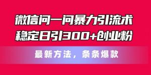 微信问一问暴力引流术,稳定日引300+创业粉,最新方法,条条爆款【揭秘】-淘金日记
