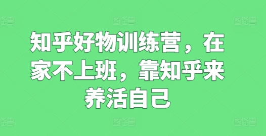 知乎好物训练营,在家不上班,靠知乎来养活自己-淘金日记