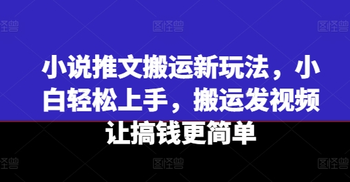 小说推文搬运新玩法，小白轻松上手，搬运发视频让搞钱更简单-淘金日记