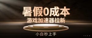 暑假0成本游戏加速器拉新，小白秒上手，无需投资【揭秘】-淘金日记