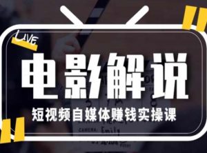 电影解说短视频自媒体赚钱实操课，教你做电影解说短视频，月赚1万-淘金日记