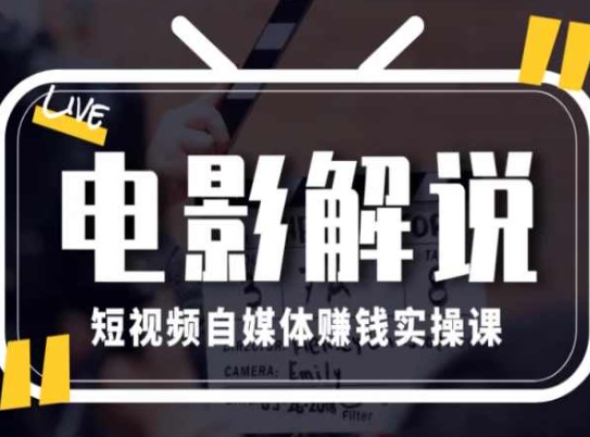 电影解说短视频自媒体赚钱实操课，教你做电影解说短视频，月赚1万-淘金日记