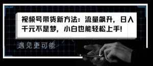 视频号带货新方法：流量飙升，日入千元不是梦，小白也能轻松上手【揭秘】-淘金日记