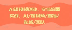 AI短视频创业,实体流量实战,AI/短视频/直播/私域/团队-淘金日记