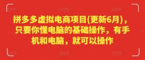 拼多多虚拟电商项目(更新6月)，只要你懂电脑的基础操作，有手机和电脑，就可以操作-淘金日记