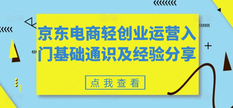 京东电商轻创业运营入门基础通识及经验分享-淘金日记