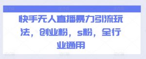 快手无人直播暴力引流玩法，创业粉，s粉，全行业通用-淘金日记