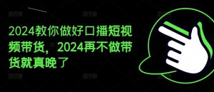2024教你做好口播短视频带货,2024再不做带货就真晚了-淘金日记