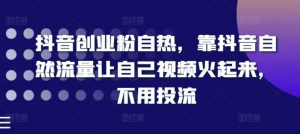 抖音创业粉自热,靠抖音自然流量让自己视频火起来,不用投流-淘金日记