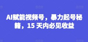 AI赋能视频号，暴力起号秘籍，15 天内必见收益【揭秘】-淘金日记