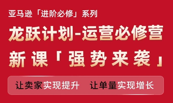 亚马逊进阶必修系列,龙跃计划-运营必修营新课,让卖家实现提升 让单量实现增长-淘金日记