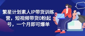繁星计划素人IP带货训练营,短视频带货0粉起号,一个月即可爆单-淘金日记